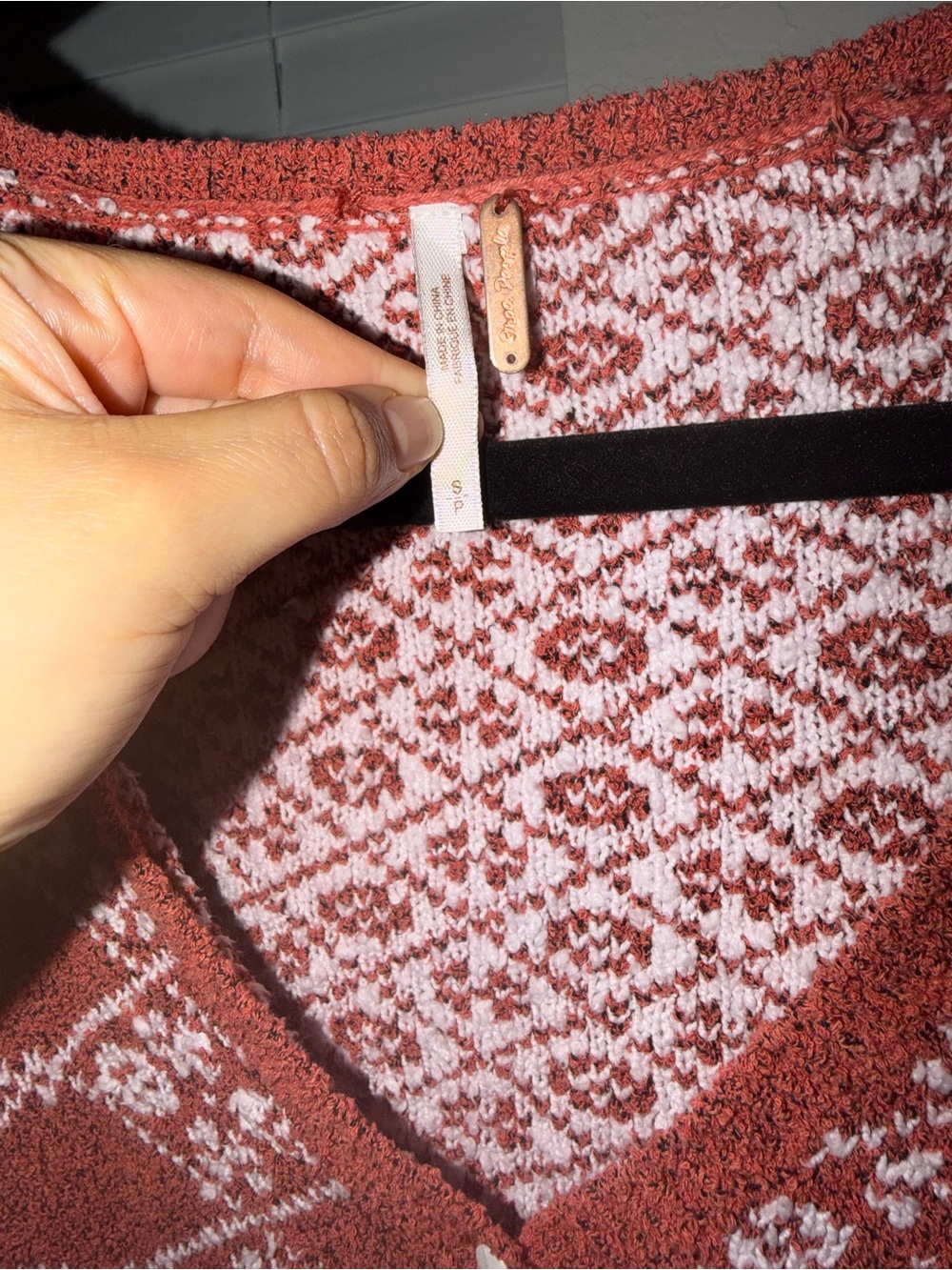 Free People Rust Patterned V-Neck Knit Cardigan Size Small - Picture 6 of 6